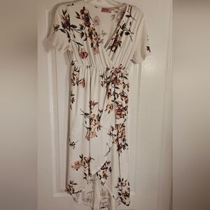 Ragdoll Floral High Low Dress - Cream and Brown